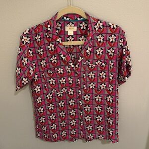**SOLD** Anthropologie Maeve Pink and Ref Button Down Shirt
